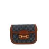 Sac bandoulière Gucci  1955 Horsebit en toile denim monogrammée bleue et cuir marron - 360 thumbnail