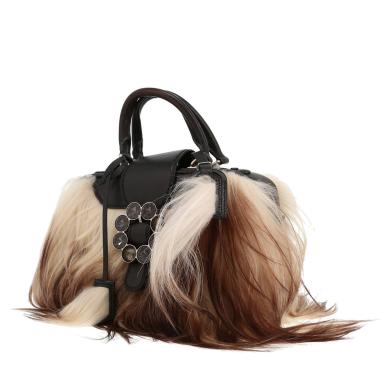 Borsa Louis Vuitton  Transsiberian in pelliccia écru e marrone e pelle nera