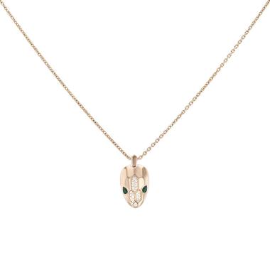 Collana Bulgari Serpenti Seduttori in oro rosa, diamanti e malachite