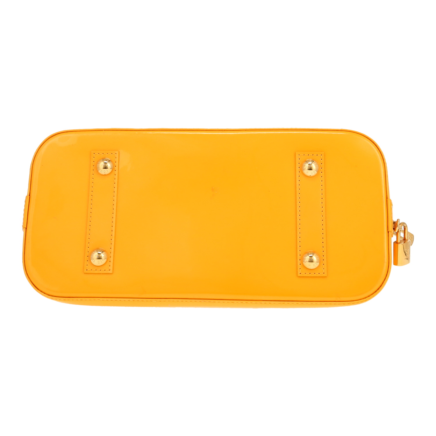 Bolso de mano Louis Vuitton  Alma en charol Monogram amarillo - Detail D1