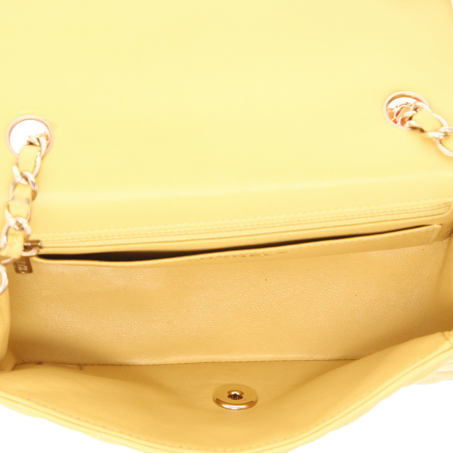 Bolso bandolera Chanel  Mini Timeless en cuero acolchado amarillo rosa y naranja - Detail D3