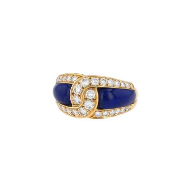 Van Cleef 
Arpels   1990's ring in yellow gold, lapis-lazuli and diamonds