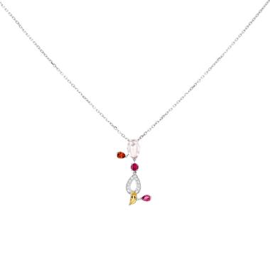 Collana Cartier Meli Melo in oro bianco,  diamanti e pietre colorate