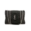 Sac bandoulière Saint Laurent  Loulou moyen modèle  en cuir matelassé chevrons noir - 360 thumbnail