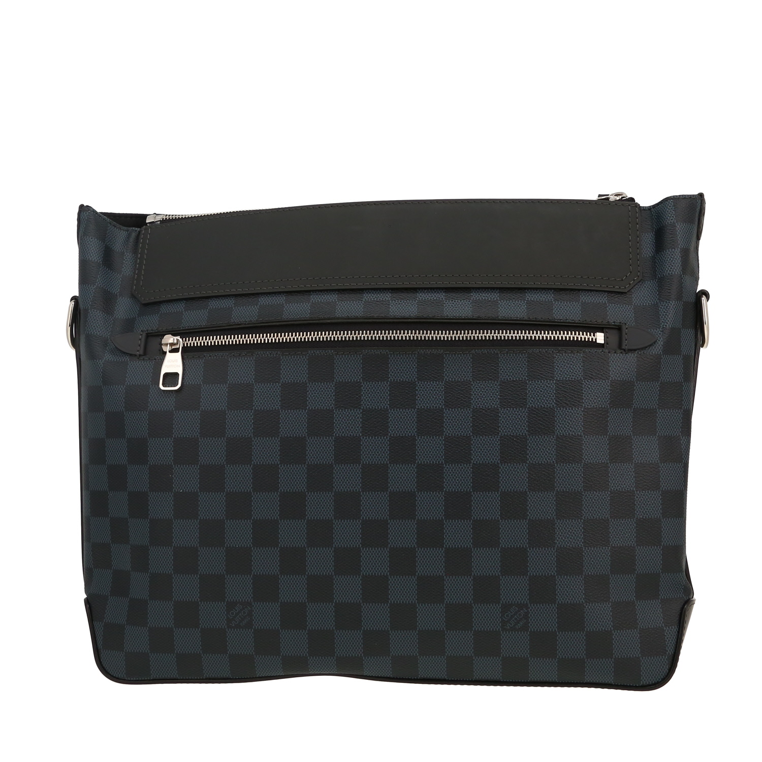 Louis Vuitton Greenwich briefcase in dark blue Damier canvas and black leather - Detail D4