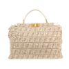 Bolso de mano Fendi  Peekaboo en lona Monogram beige y cuero blanco - 360 thumbnail