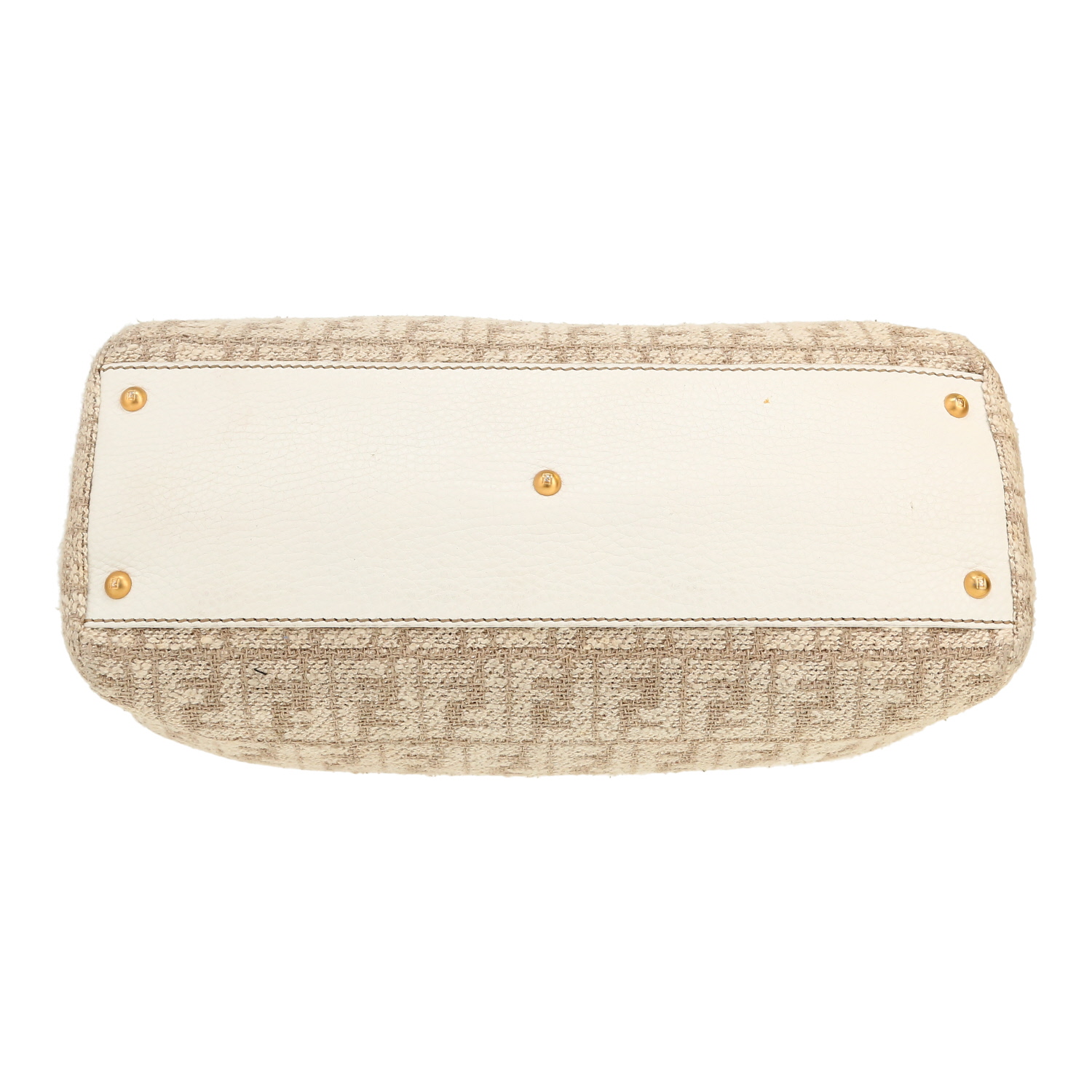 Fendi  Peekaboo handbag  in beige monogram canvas  and white leather - Detail D1