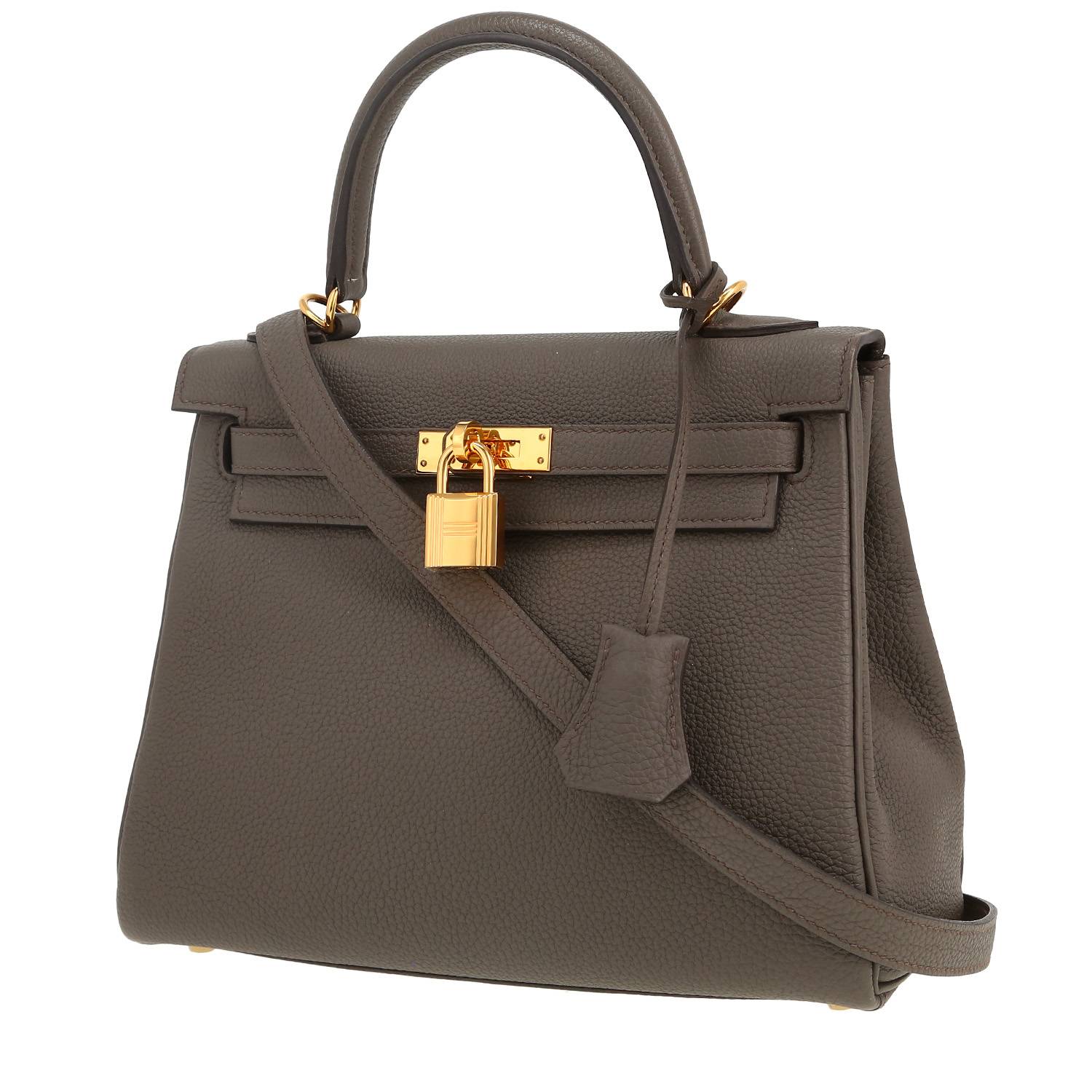 Hermès Kelly 25 cm handbag in grey togo leather