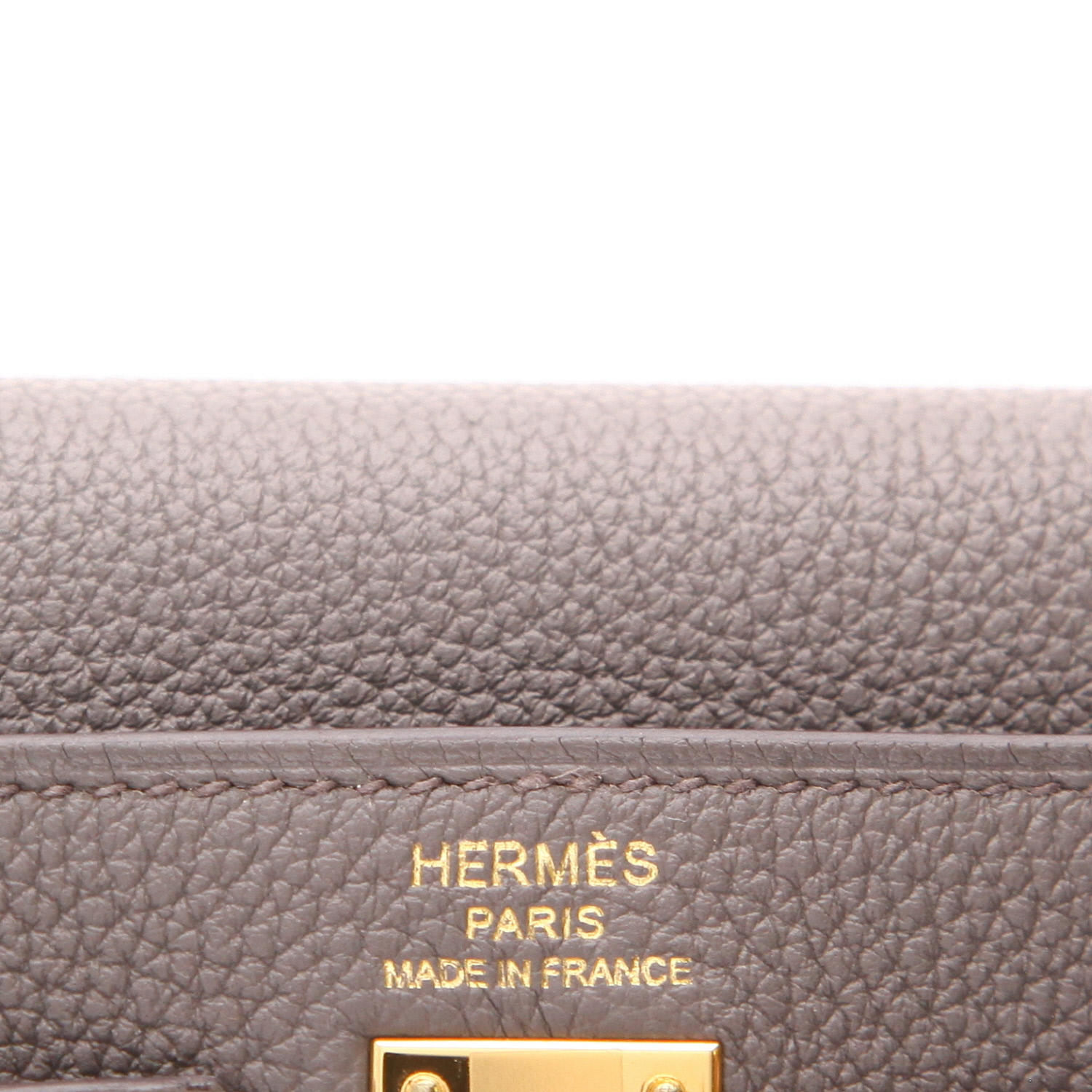 Borsa Hermès  Kelly 25 cm in pelle togo grigia stagna - Detail D2
