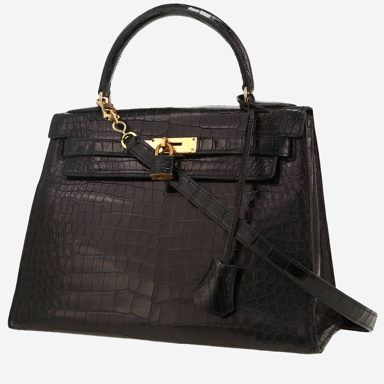 Hermès Kelly 28 cm handbag in black porosus crocodile