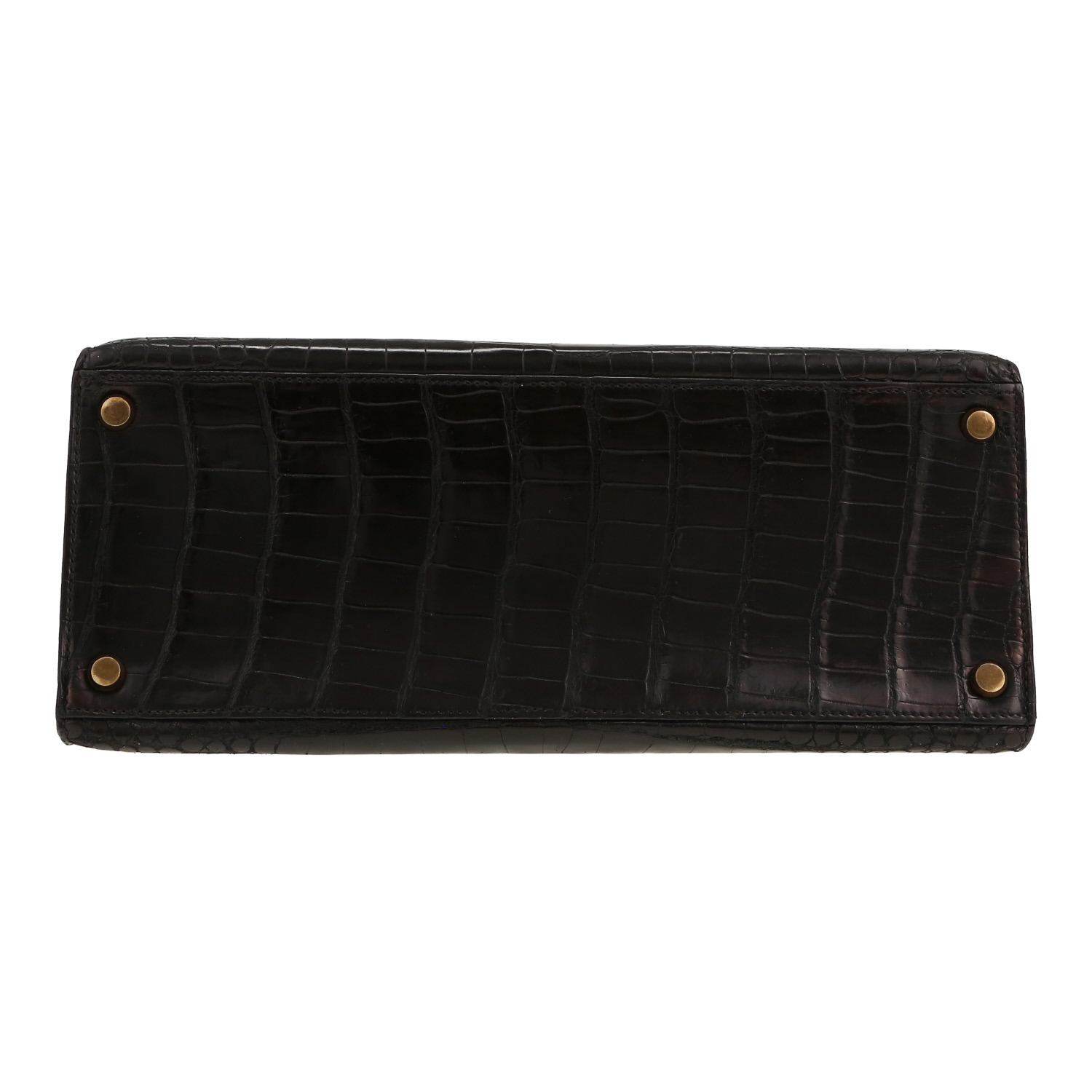 Hermès  Kelly 28 cm handbag  in black porosus crocodile - Detail D1