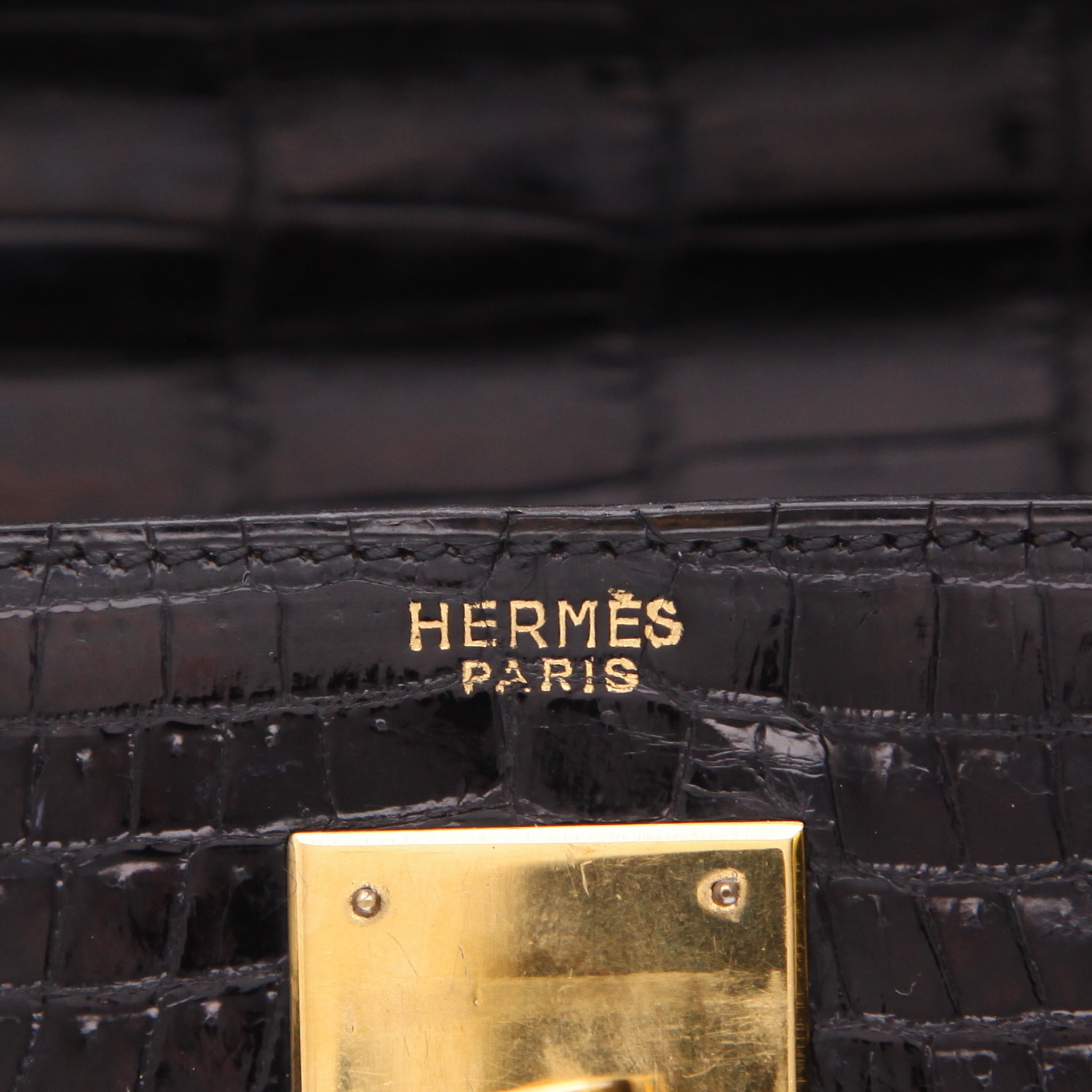 Sac à main Hermès  Kelly 28 cm en crocodile porosus noir - Detail D2