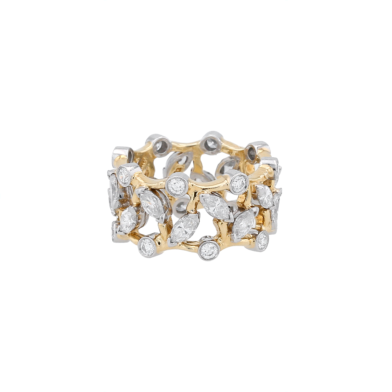 Tiffany & Co and Jean Schlumberger studios Vigne sleeve ring in platinium, yellow gold and diamonds