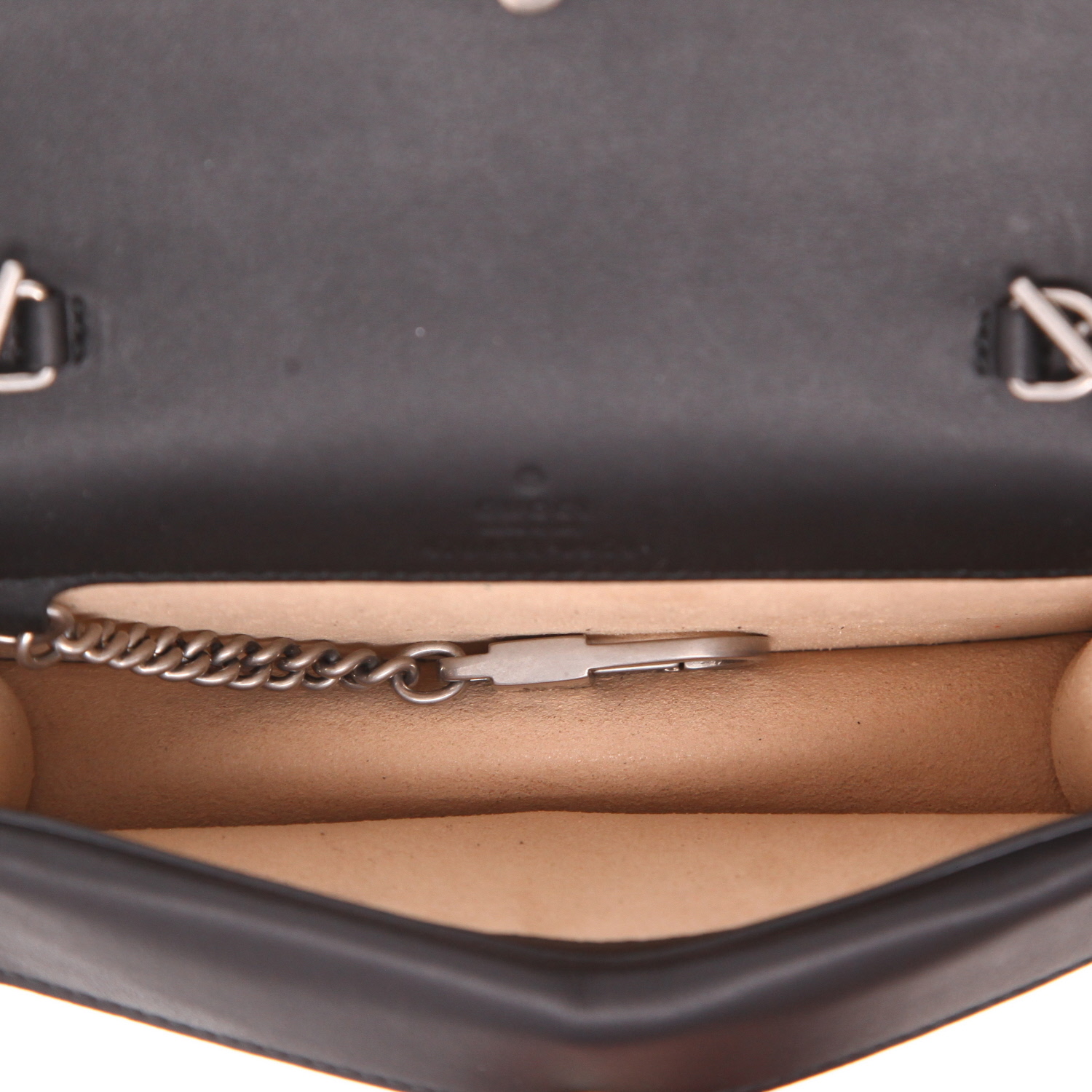 Sac bandoulière Gucci  Dionysus en Veau velours noir et cuir noir - Detail D3