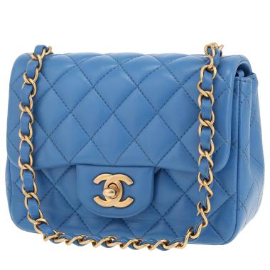 Bolso bandolera Chanel  Mini Carré en cuero acolchado azul