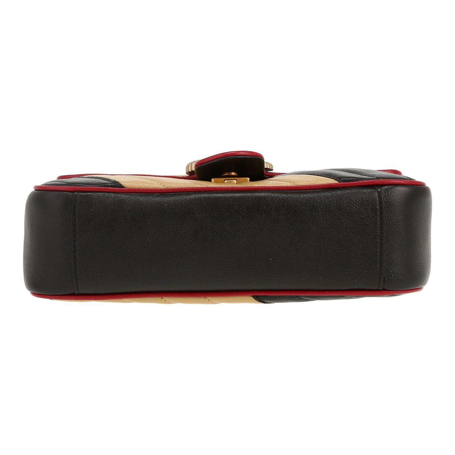 Gucci  GG Marmont shoulder bag  in black and beige quilted leather - Detail D1