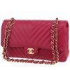 Chanel  Timeless Classic handbag  in fushia pink chevron quilted leather - 00pp thumbnail