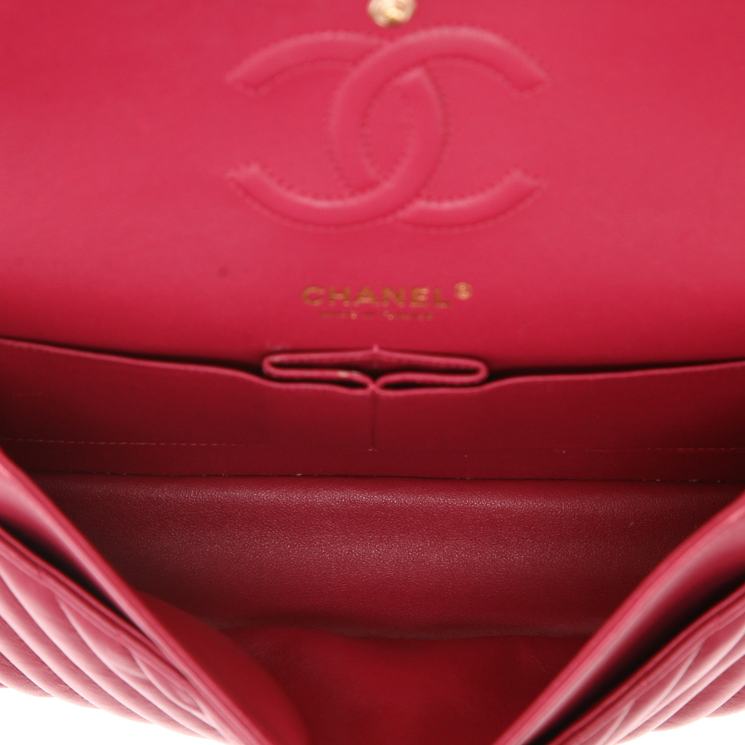 Bolso de mano Chanel  Timeless Classic en cuero acolchado con motivos de espigas rosa fucsia - Detail D3