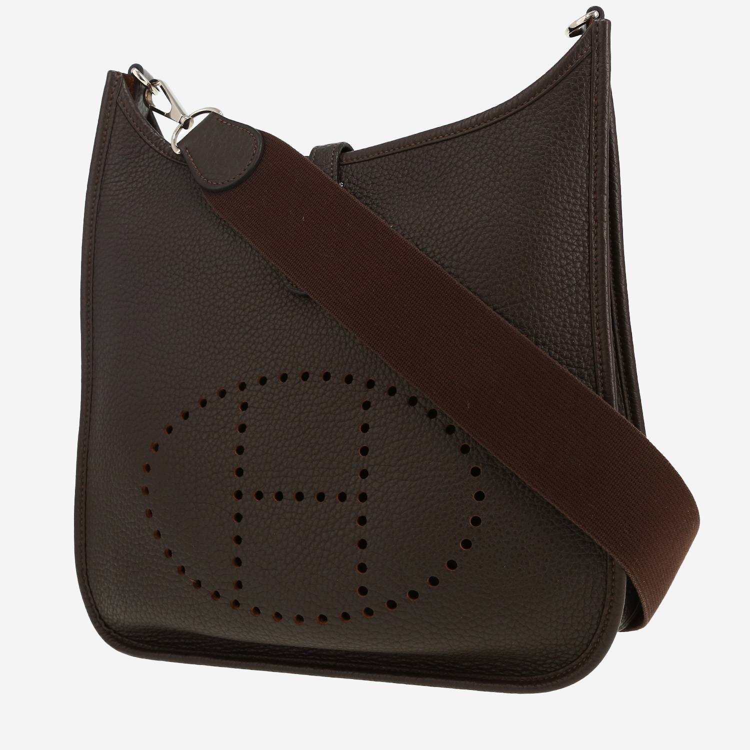 Sac bandoulière Hermès  Evelyne en cuir taurillon clémence marron