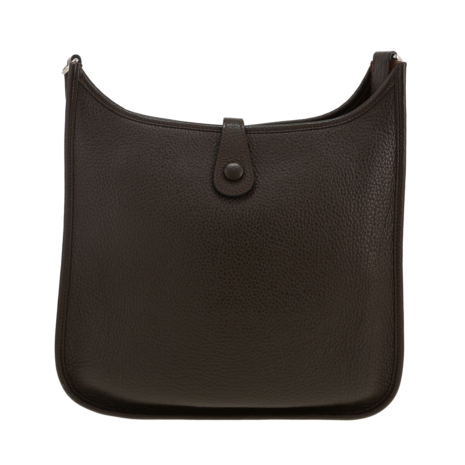 Borsa a tracolla Hermès  Evelyne in pelle taurillon clemence marrone - Detail D4