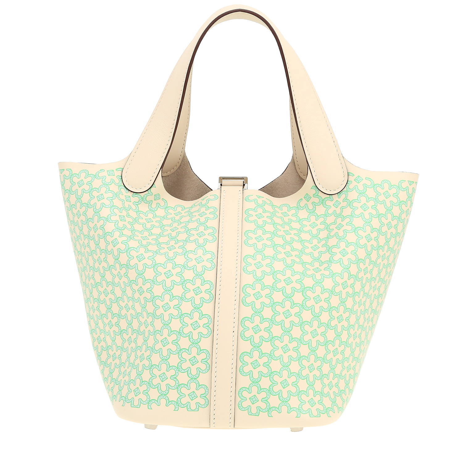 Sac à main Hermès  Picotin Lock Lucky Daisy en cuir Swift Nata et vert - Detail D4