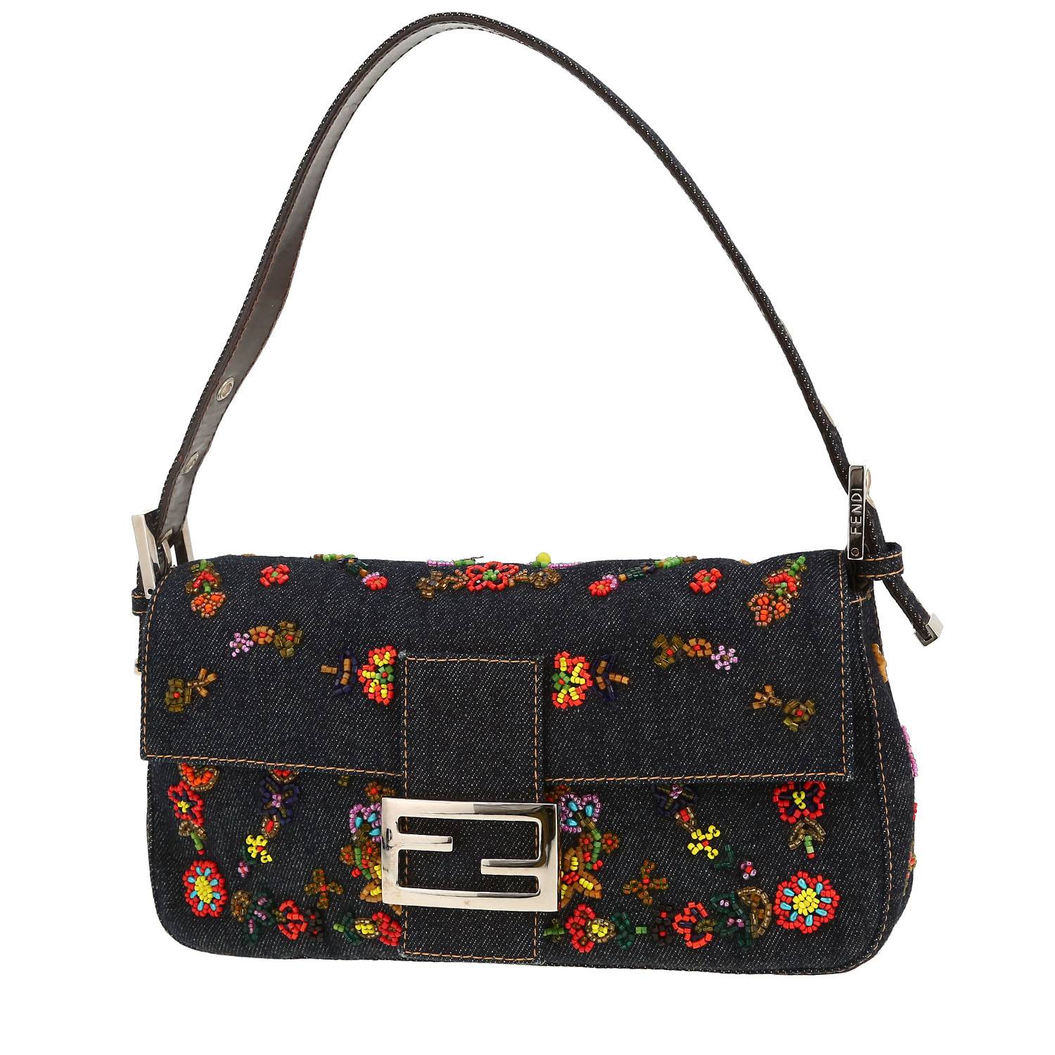 Borsa Fendi  Baguette in tela denim blu