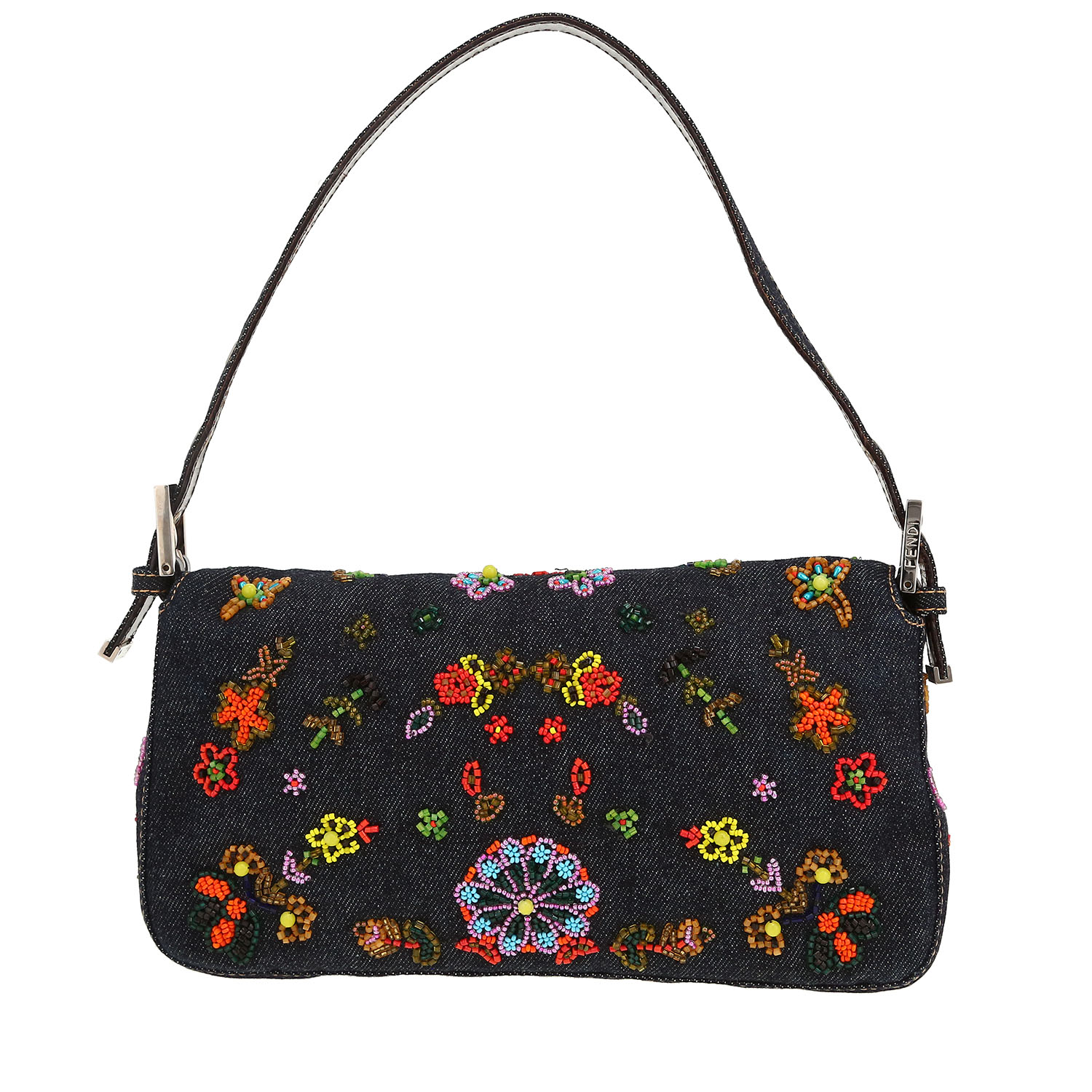 Borsa Fendi  Baguette in tela denim blu - Detail D4