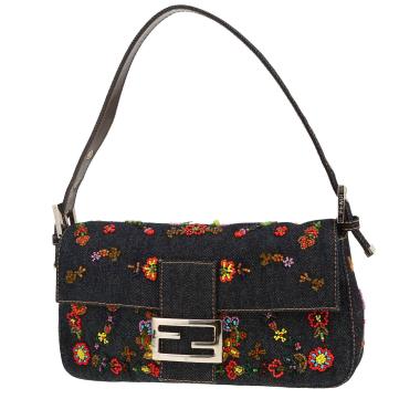 Borsa Fendi  Baguette in tela denim blu