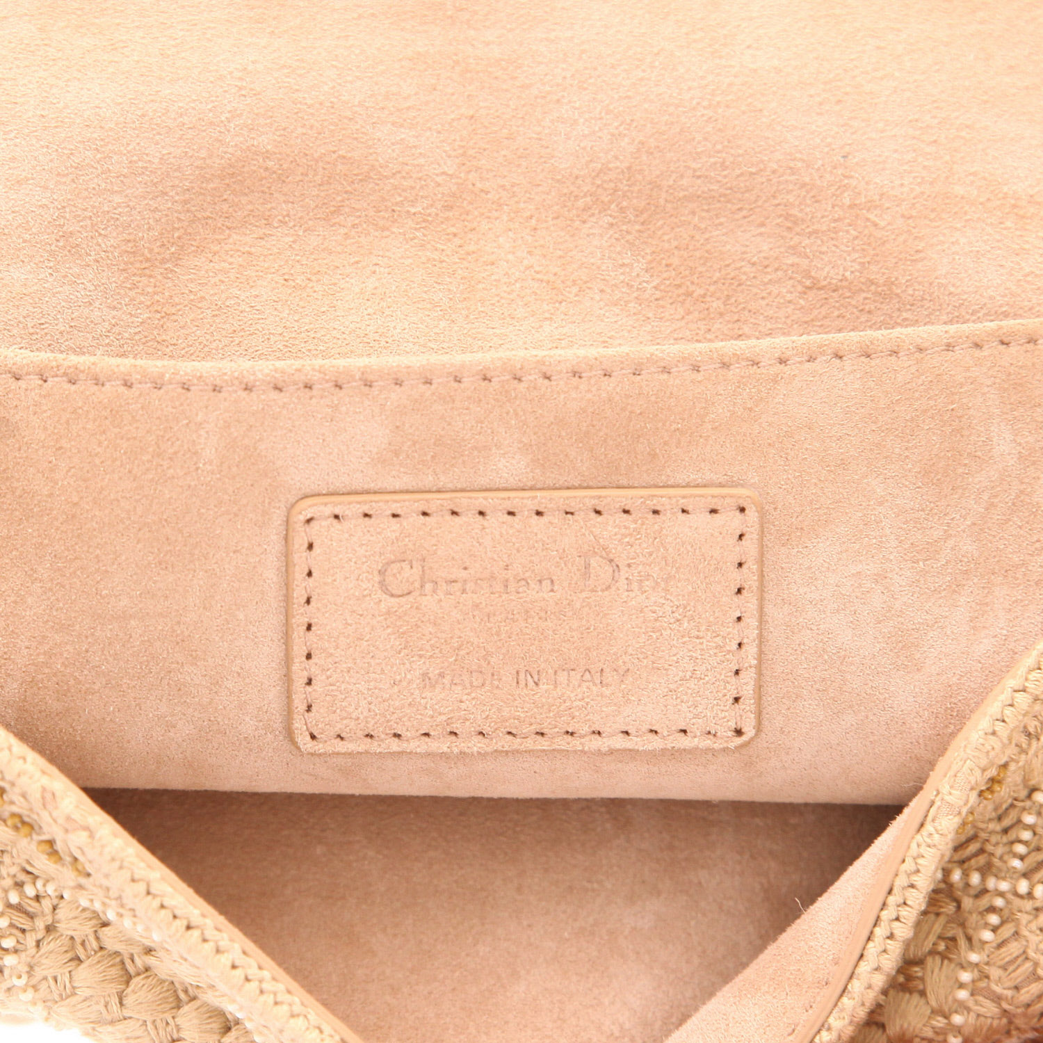 Dior  Caro shoulder bag  in beige raphia - Detail D2