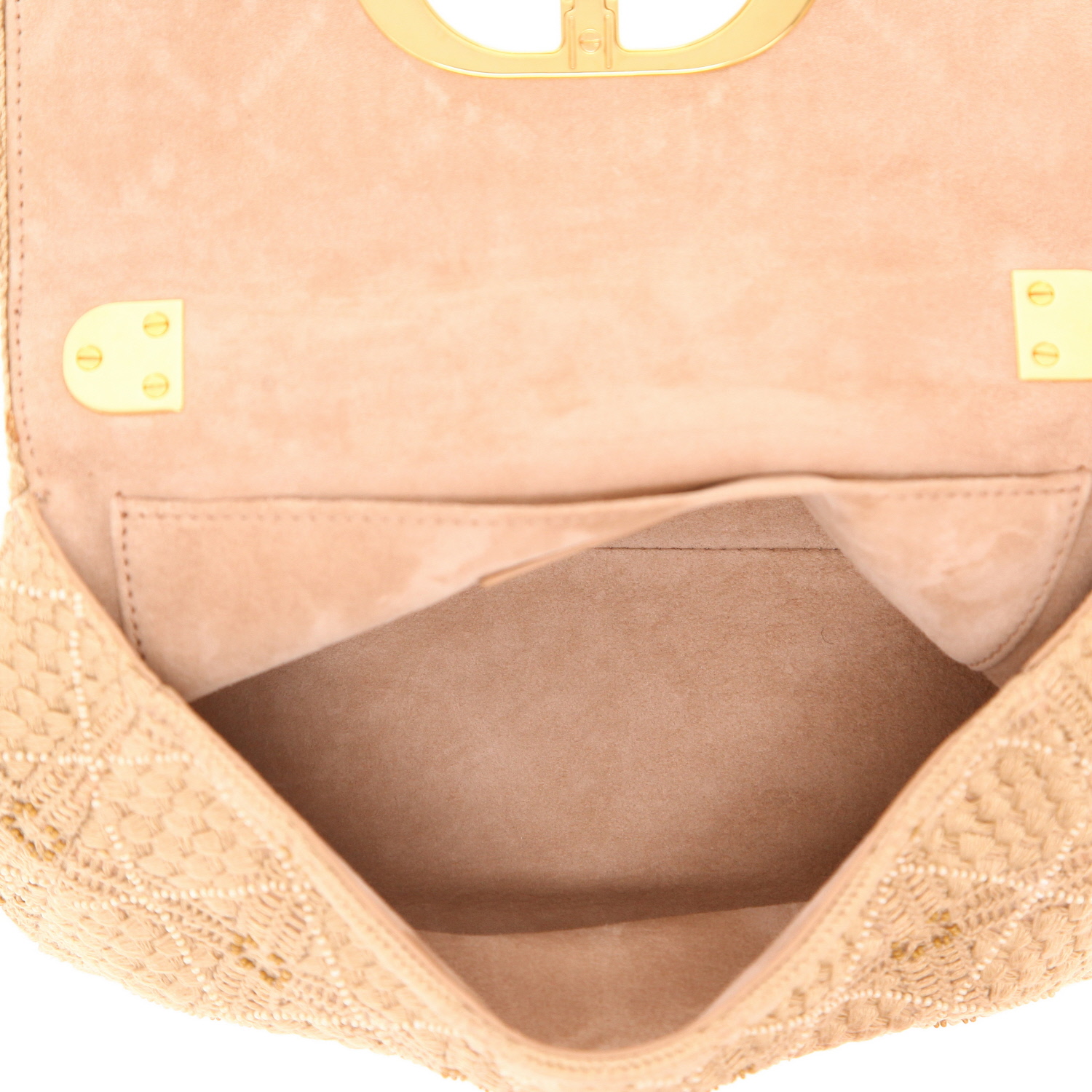Dior  Caro shoulder bag  in beige raphia - Detail D3