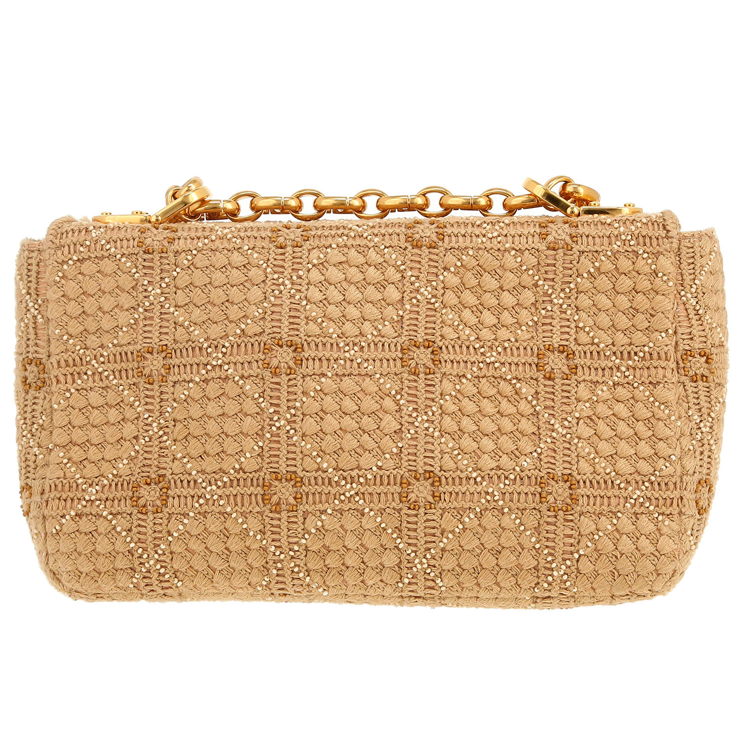 Sac bandoulière Dior  Caro en raffia beige - Detail D4