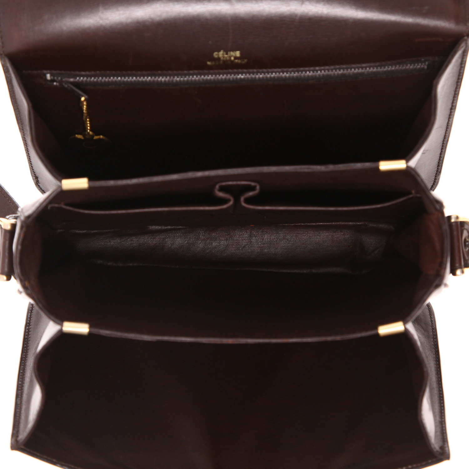 Celine Vintage handbag in brown leather - Detail D3