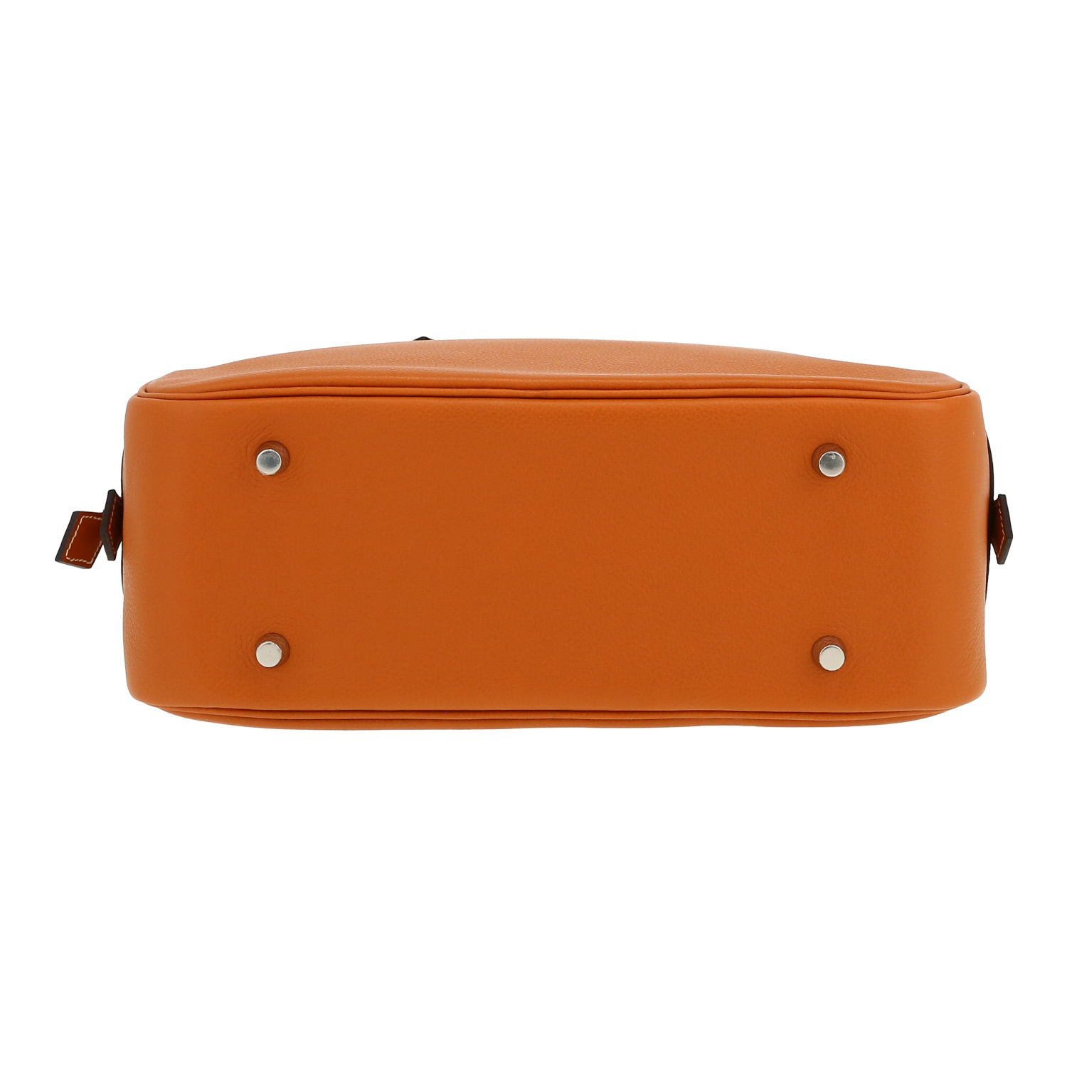 Bolso de mano Hermès  Plume en becerro Evercolor color caramelo - Detail D1