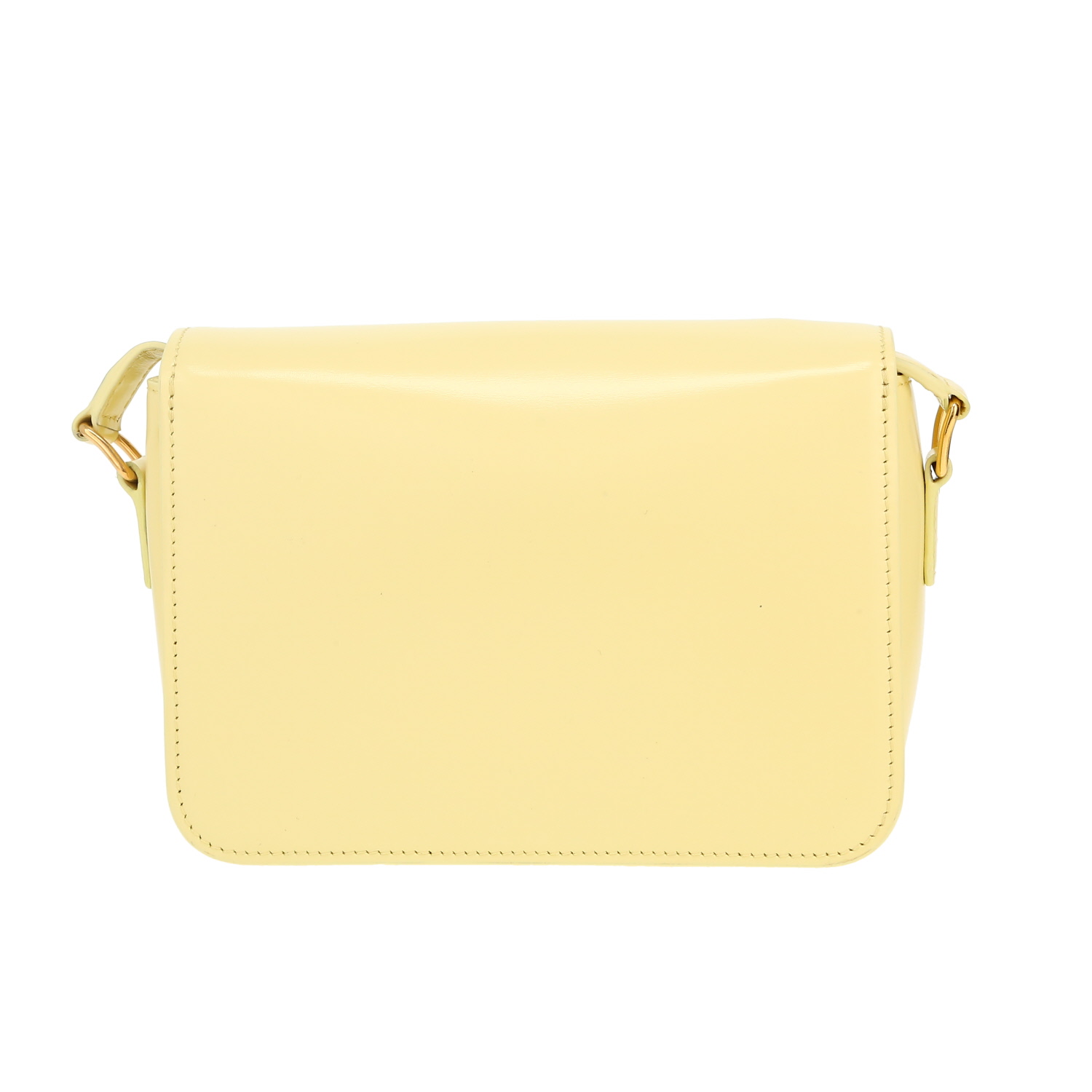 Celine  Triomphe Teen shoulder bag  in yellow leather - Detail D4