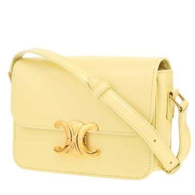 Celine  Triomphe Teen shoulder bag  in yellow leather