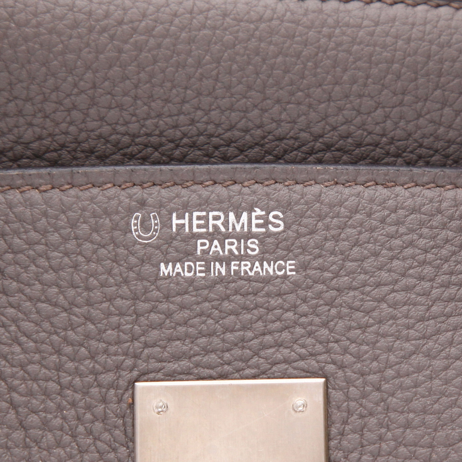 Bolso de mano Hermès  Birkin 35 cm en cuero togo Gris éléphant - Detail D2