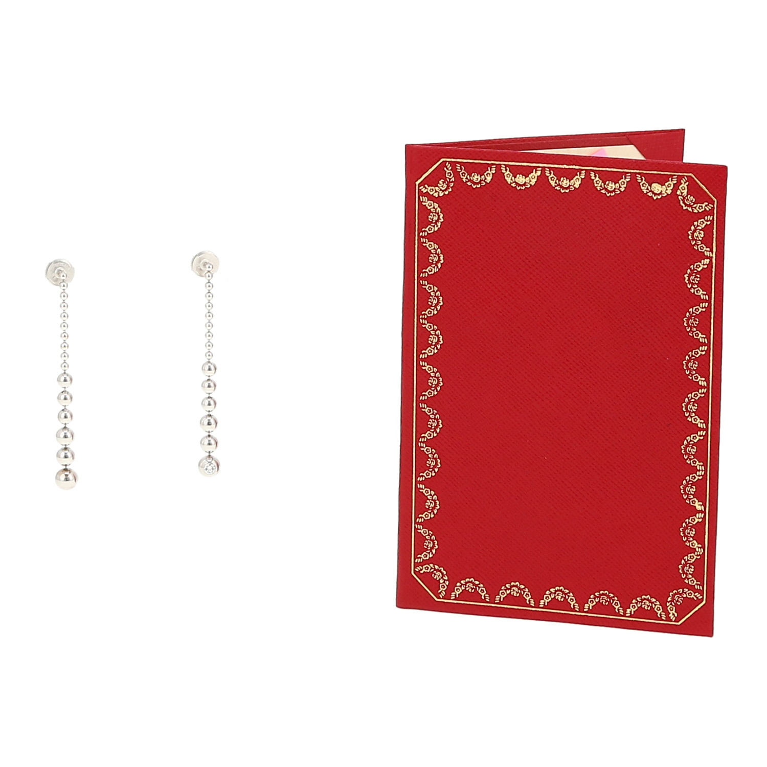 Pendientes colgantes Cartier Perles de Diamants de oro blanco y diamantes - Detail D2