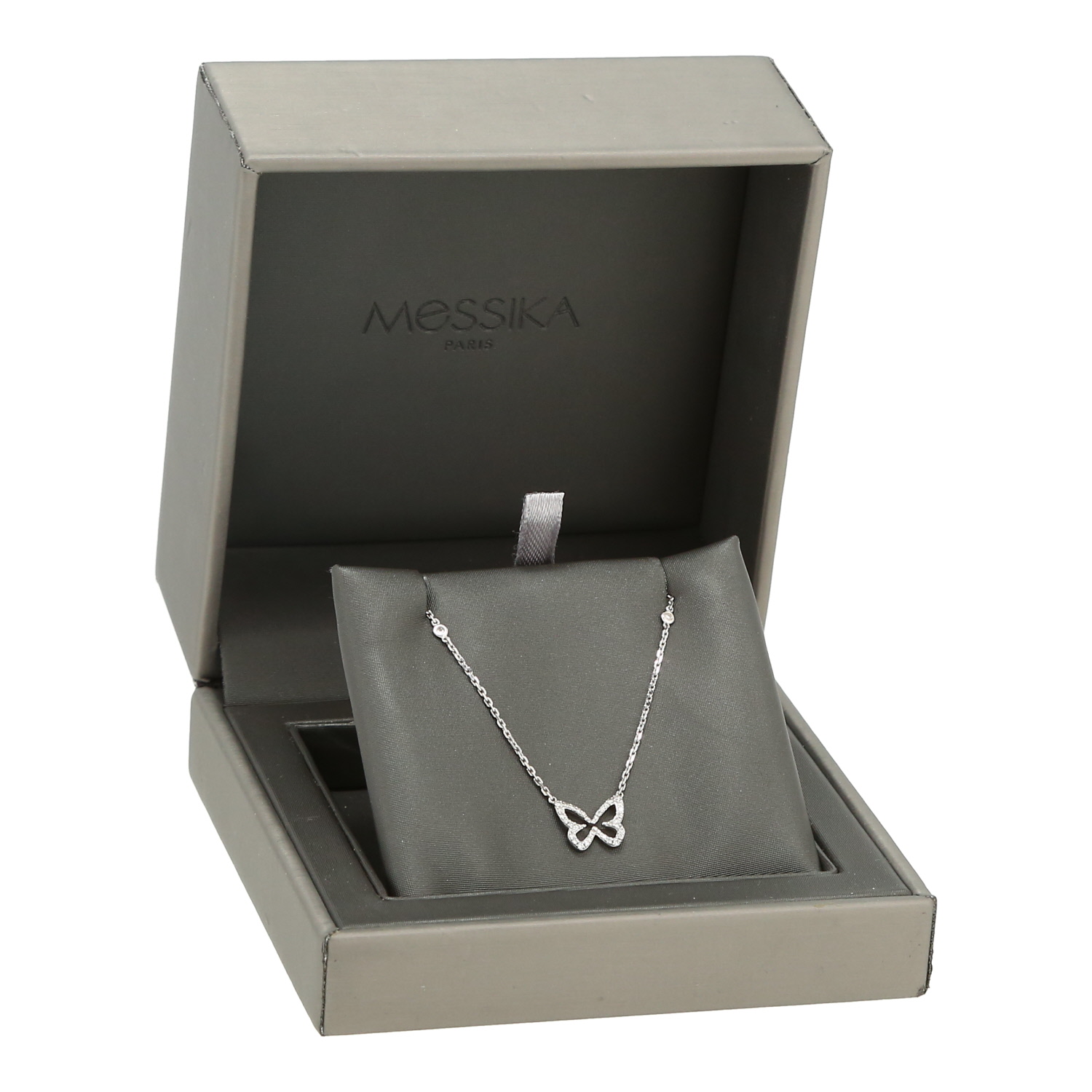 Messika Butterfly necklace in white gold and diamonds - Detail D2