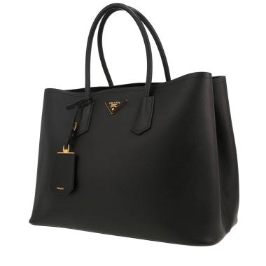 Prada  Double shopping bag  in black leather saffiano