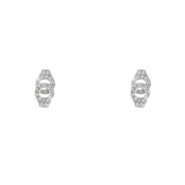 Paire de boucles d'oreilles Dinh Van Menottes R8 en or blanc et diamants