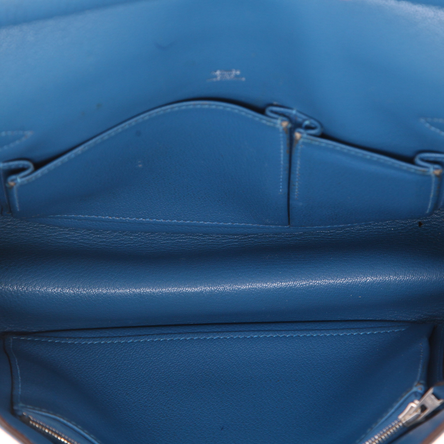 Hermès Jypsiere 28 cm shoulder bag in blue togo leather - Detail D3