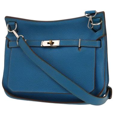 Bolso bandolera Hermès  Jypsiere 28 cm en cuero togo azul