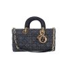 Borsa a tracolla Dior  Lady D-Joy in tela blu marino e bianca e pelle blu marino - 360 thumbnail