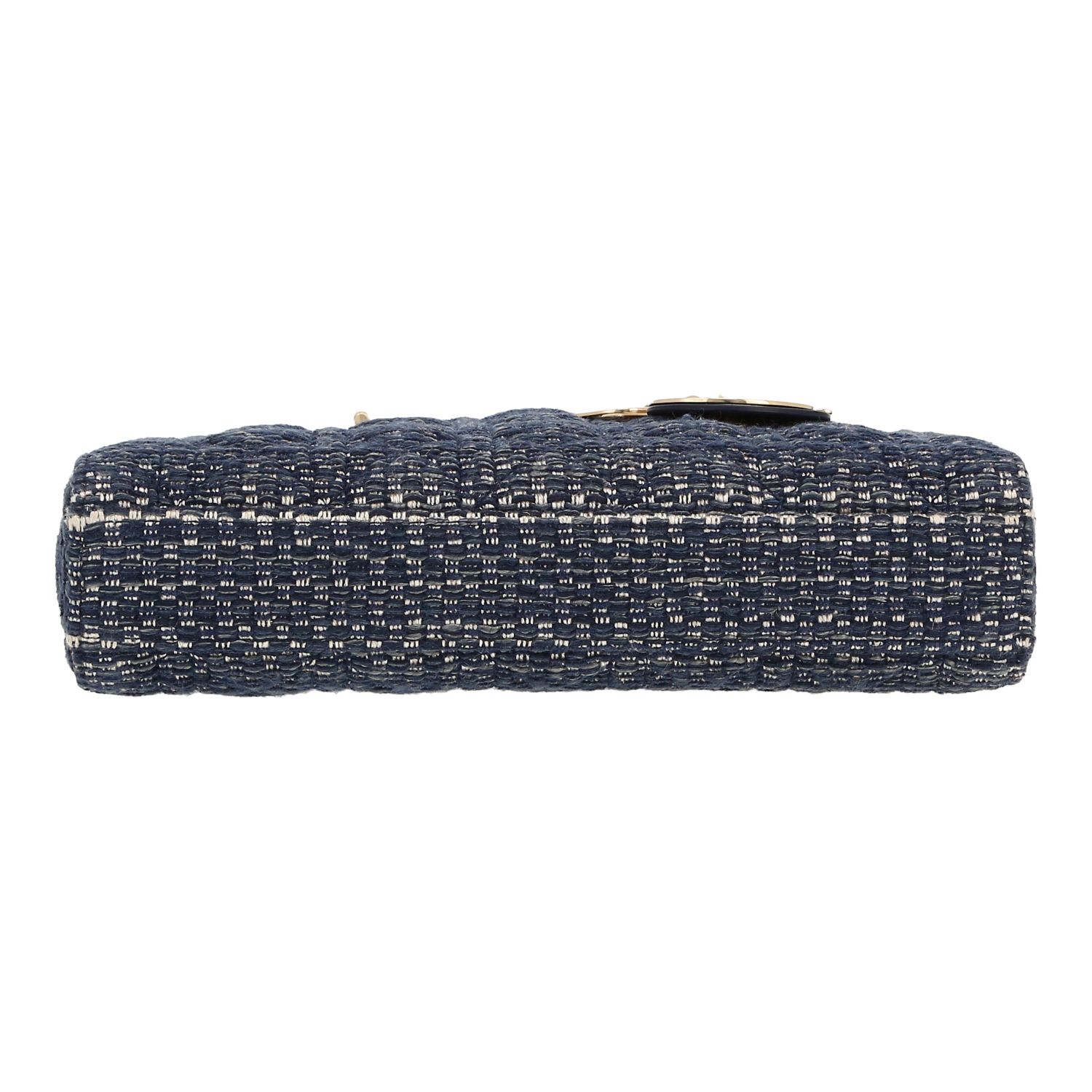 Sac bandoulière Dior  Lady D-Joy en toile bleu-marine et blanche et cuir bleu-marine - Detail D1