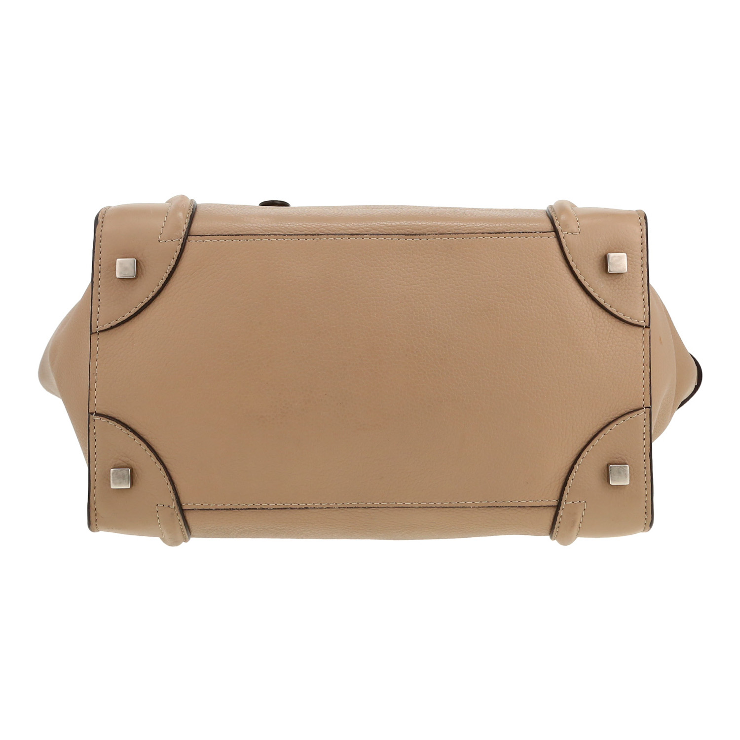 Sac à main Celine  Luggage Mini en cuir beige - Detail D1