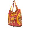 Hermès  Silky Pop - Shop Bag shopping bag  in yellow and pink printed canvas  and brown leather - 00pp thumbnail