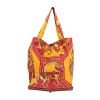 Hermès  Silky Pop - Shop Bag shopping bag  in yellow and pink printed canvas  and brown leather - 360 thumbnail