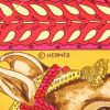 Hermès  Silky Pop - Shop Bag shopping bag  in yellow and pink printed canvas  and brown leather - Detail D2 thumbnail