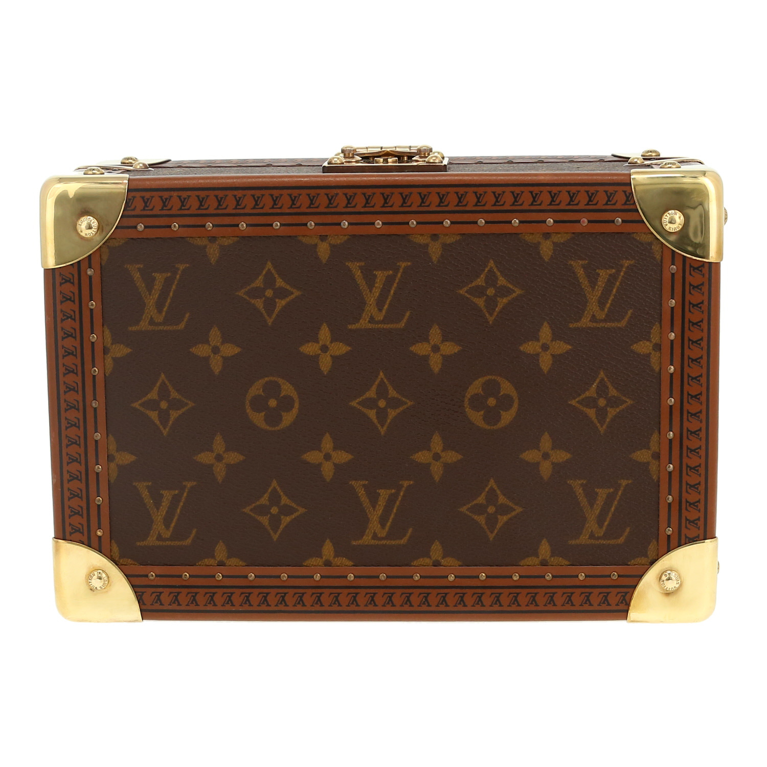 Boîte à bijoux Louis Vuitton  Tresor en toile monogram marron et lozine marron - Detail D1