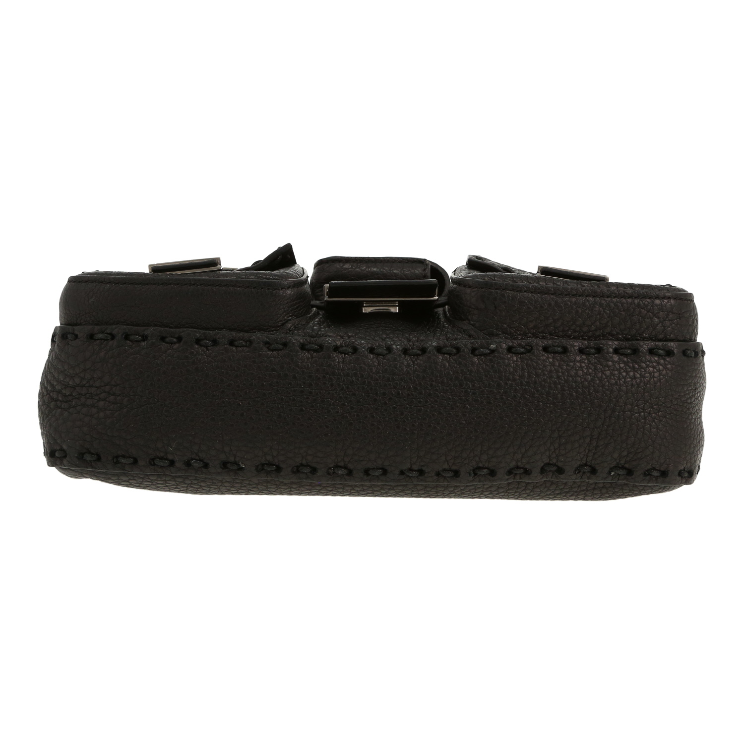 Bolso de mano Fendi  Multipocket Baguette en cuero granulado negro - Detail D1